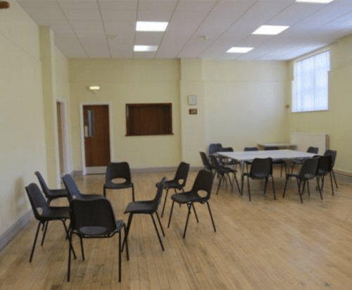 Enderby Civic Centre: Small Hall, showing service hatch to Kitchen